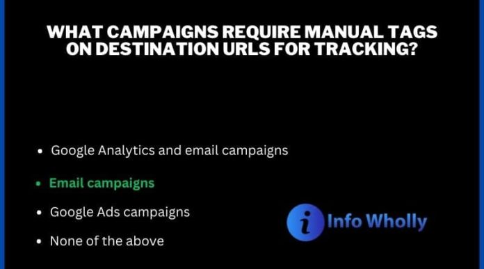 What Campaigns Require Manual Tags On Destination URLs For Tracking