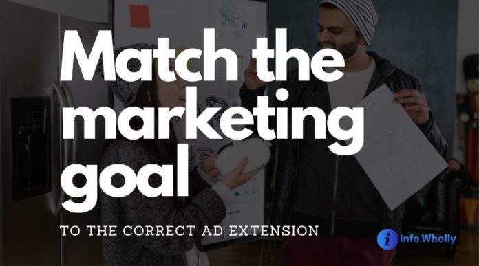 Match the marketing goal to the correct ad extension.
