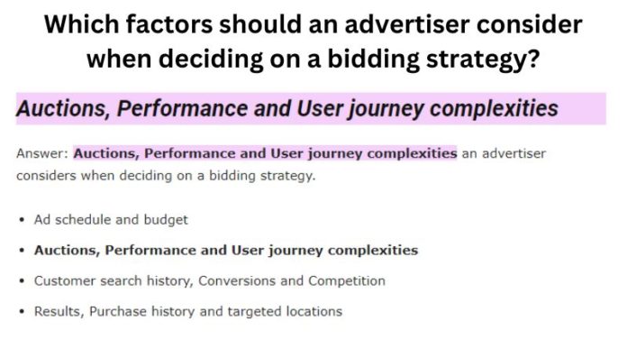 Which factors should an advertiser consider when deciding on a bidding strategy