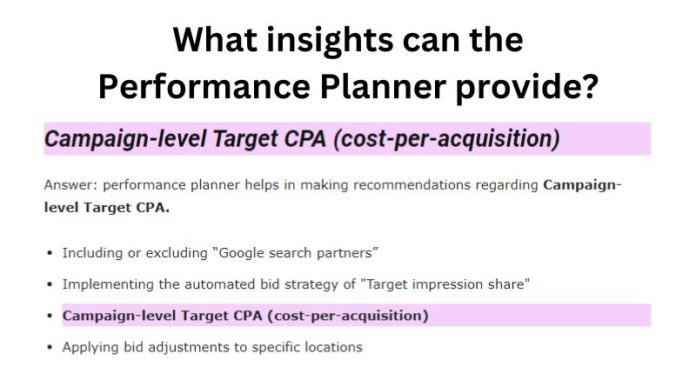 What insights can the Performance Planner provide?
